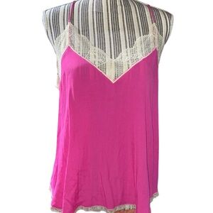 Hot Pink with Lace Trim Cami size Small